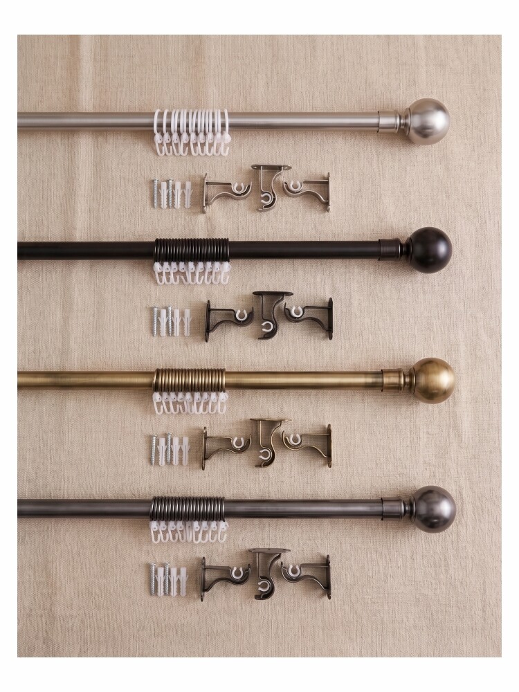 Extendable Curtain Rod 1.6-3mt Set with Round Finials
